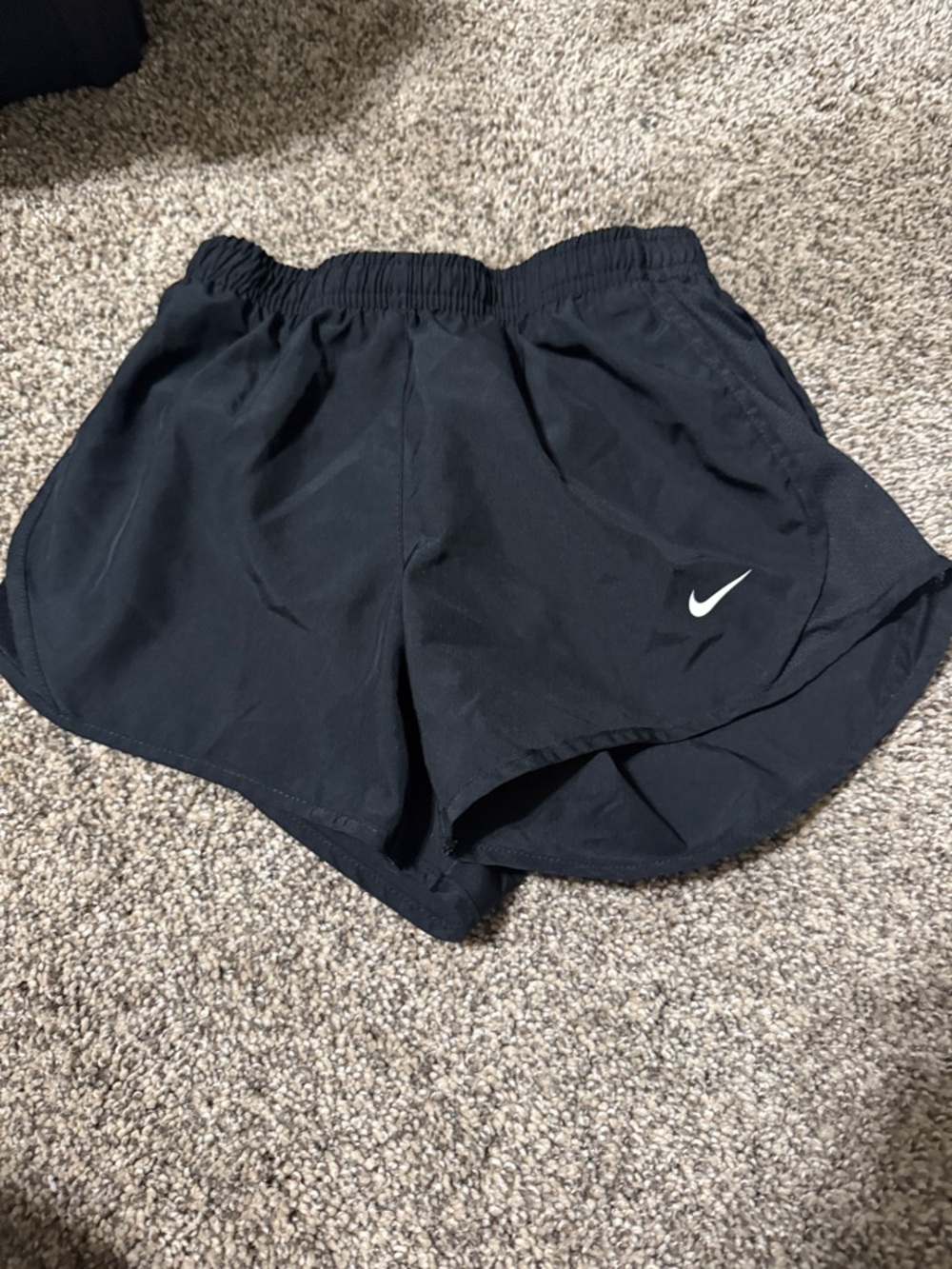 Nike Black Athletic Running Shorts with White Swoosh